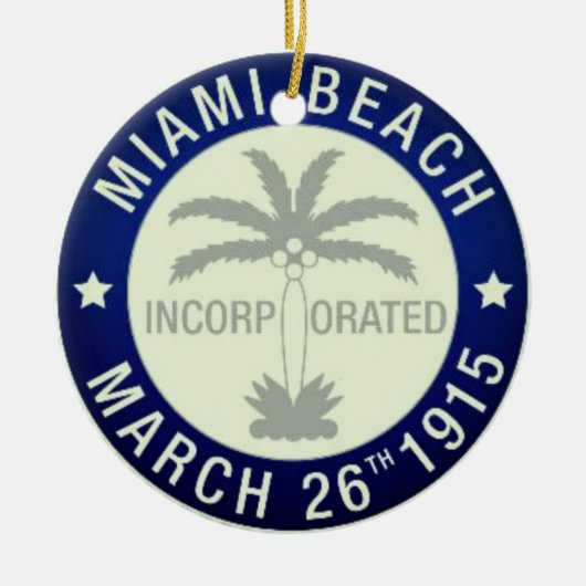 Zegel van Miami Beach, Florida Keramisch Ornament (Voorkant)