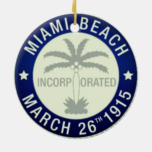 Zegel van Miami Beach, Florida Keramisch Ornament (Achterkant)