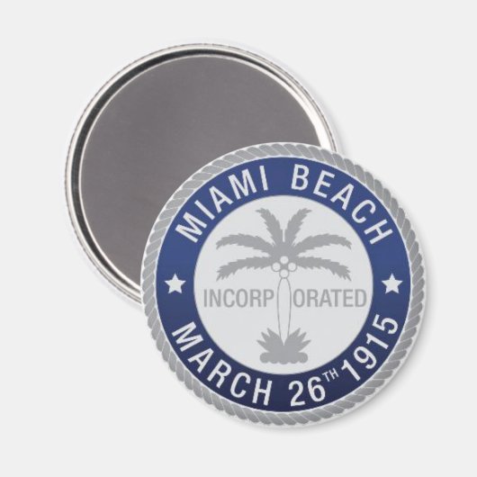 Zegel van Miami Beach, Florida Magnet (Voorkant / Achterkant)