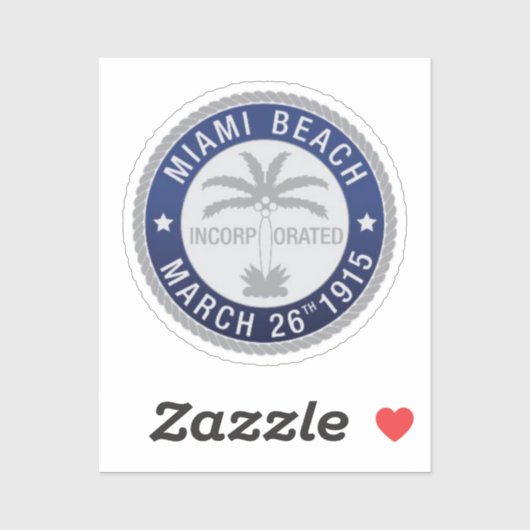 Zegel van Miami Beach, Florida Sticker (Vel)