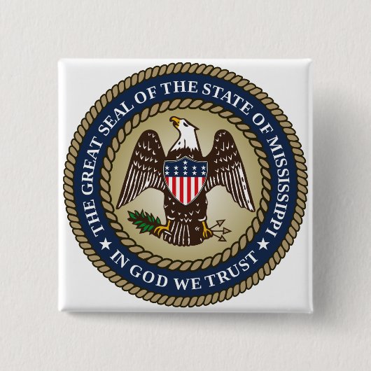 Zegel van Mississippi (Amerikaanse staat) Vierkante Button 5,1 Cm (Voorkant)