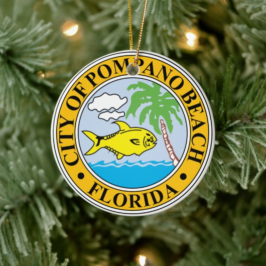 Zegel van Pompano Beach, Florida Keramisch Ornament (Boom)