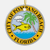 Zegel van Pompano Beach, Florida Keramisch Ornament (Voorkant)