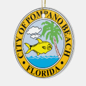 Zegel van Pompano Beach, Florida Keramisch Ornament (Links)