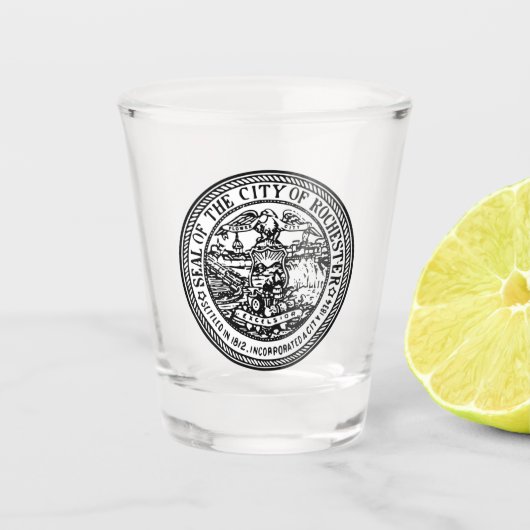 Zegel van Rochester, NY Shot Glas (Voorkant)