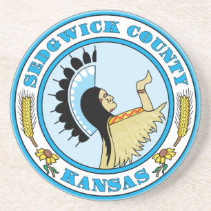 zegel van Sedgwick county Zandsteen Onderzetter