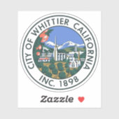 Zegel van Whittier, Californië, VS Sticker (Vel)