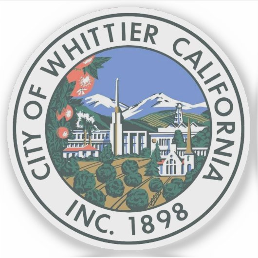 Zegel van Whittier, Californië, VS Sticker (Voorkant)