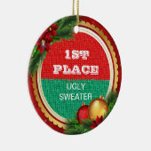 Zegelegant kerstfeest 1e Prijs winnaar Keramisch Ornament (Rechts)