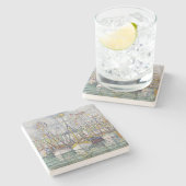 zegeling van de tonijnvloot in Groix Stenen Onderzetter (Zijkant)