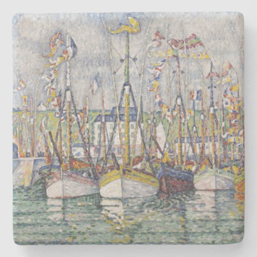 zegeling van de tonijnvloot in Groix Stenen Onderzetter (Voorkant)