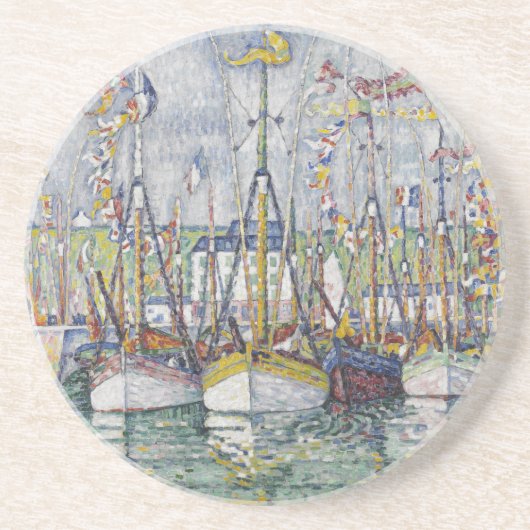 zegeling van de tonijnvloot in Groix Zandsteen Onderzetter (Voorkant)