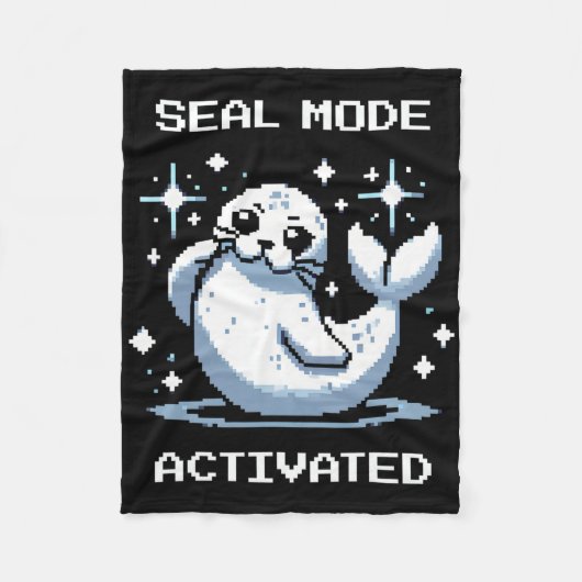 Zegelmodus Geactiveerde Pixel Art Zegel Retro Game Fleece Deken (Voorkant)