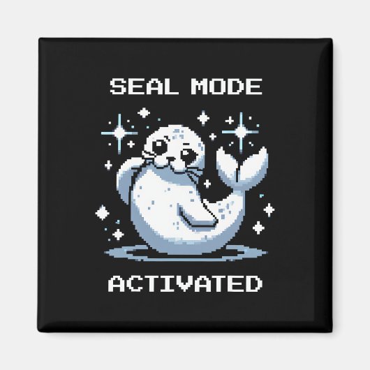 Zegelmodus Geactiveerde Pixel Art Zegel Retro Game Magneet (Voorkant)
