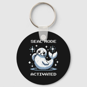 Zegelmodus Geactiveerde Pixel Art Zegel Retro Game Sleutelhanger