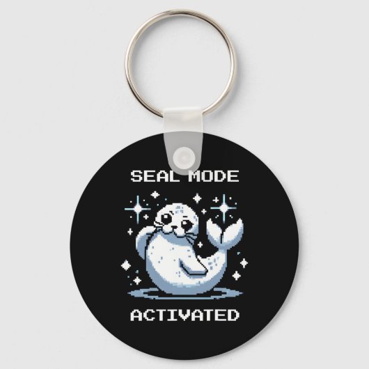 Zegelmodus Geactiveerde Pixel Art Zegel Retro Game Sleutelhanger (Voorkant)