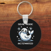 Zegelmodus Geactiveerde Pixel Art Zegel Retro Game Sleutelhanger (Voorkant)