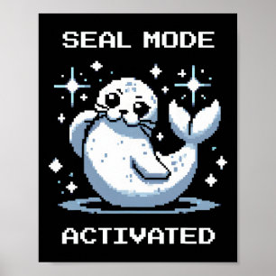 Zegelmodus Geactiveerde Pixelkunst Zegel Retro Gam Poster