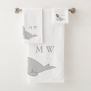 Zegelontwerp met monogram bad handdoek