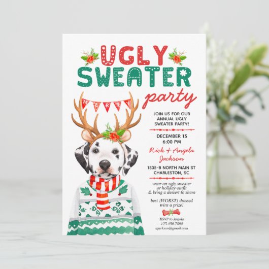 Zegeloze kerstfeestdag met kerstmis Dalmatian Dog Kaart (Staand voorkant)