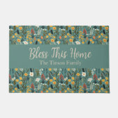 "Zegen dit huis" Bloemen  deurmat (Voorkant)