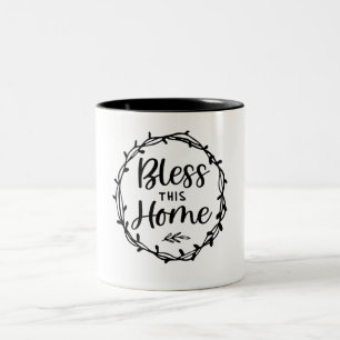 Zegen dit huis Christelijk citaat Tweekleurige Koffiemok