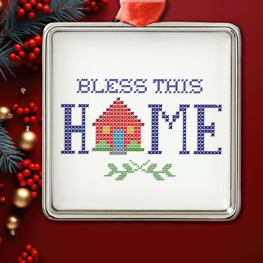 Zegen dit huis Cross Stitch Ornament