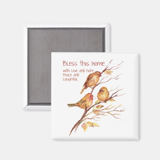 Zegen dit Huis, Inspirerend, Bird Quote Magneet (Voorkant / Achterkant)
