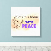 Zegen dit huis met vrede | Christelijke Duivenwand Canvas Afdruk (Insitu (Houten vloer))
