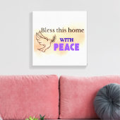 Zegen dit huis met vrede | Christelijke Duivenwand Canvas Afdruk (Insitu (Woonkamer))