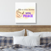Zegen dit huis met vrede | Christelijke Duivenwand Canvas Afdruk (Insitu (Slaapkamer))