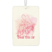 Zegen dit huis Roze Bloemen Maagd Maria Jezus Luchtverfrisser (Achterkant)