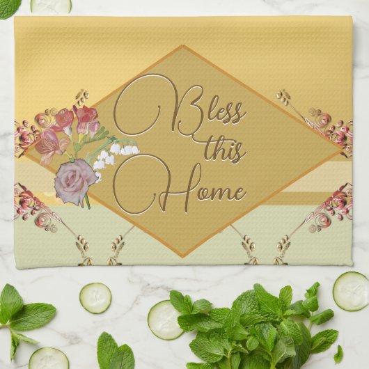 "Zegen dit huis Theedoek (Gevouwen)