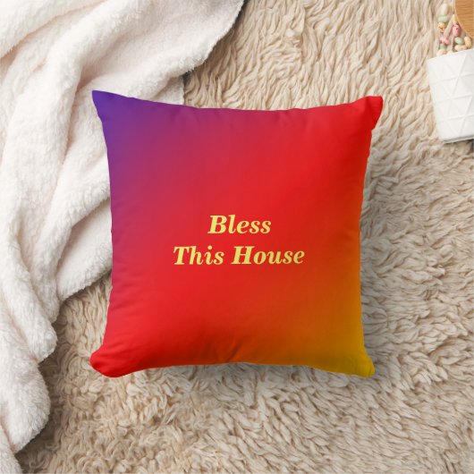 Zegen dit huis Vivid Rainbow Square Kussen (Deken)