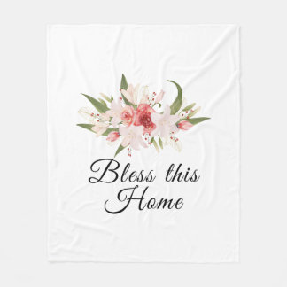 Zegen dit huis waterverf bloemendesign fleece deken