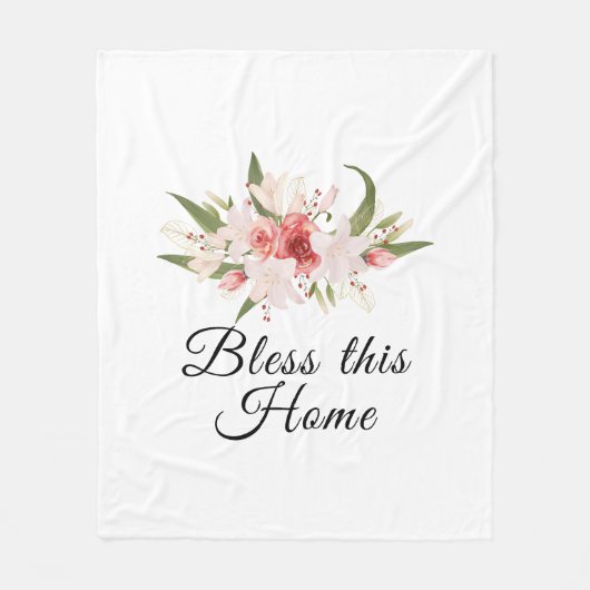Zegen dit huis waterverf bloemendesign fleece deken (Voorkant)