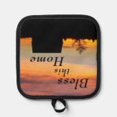 Zegen dit huis zonsondergang silhouet pannenlap (Voorkant)