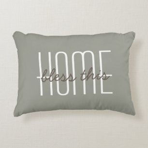 Zegen dit thuis quote olijfgroene decoratieve accent kussen