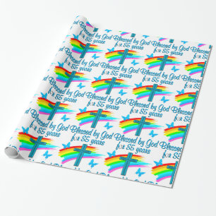 ZEGEN DOOR GOD VOOR 85 JAAR BLAUW KRUIS ONTWERP CADEAUPAPIER
