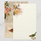  zegen en gouden rozen met zangvogel briefpapier (Voorkant / Achterkant)