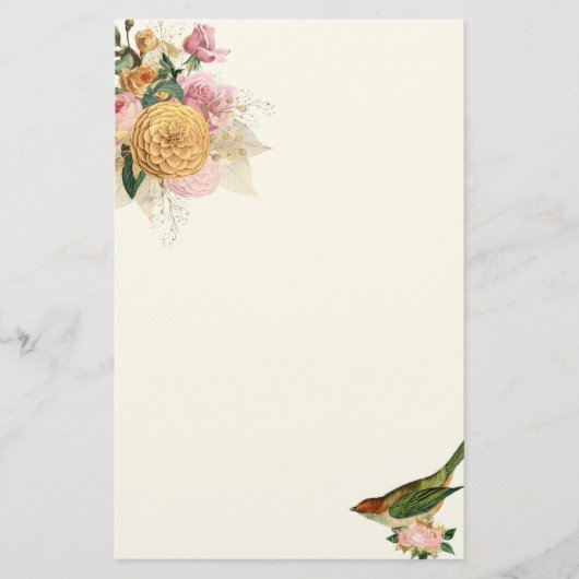  zegen en gouden rozen met zangvogel briefpapier (Voorkant)
