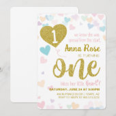 Zegen haar kleine hart eerste verjaardag uitnodigi kaart (Voorkant / Achterkant)