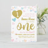 Zegen haar kleine hart eerste verjaardag uitnodigi kaart (Staand voorkant)