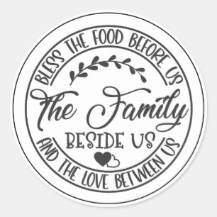 Zegen het eten voor ons Typografie Ronde Sticker