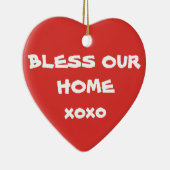 Zegen Ons Huis Eenvoudig Script Schattige Kerstmis Keramisch Ornament (Rechts)