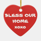 Zegen Ons Huis Eenvoudig Script Schattige Kerstmis Keramisch Ornament (Voorkant)