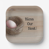 Zegen ons nest, nestfeest papieren bordje (Voorkant)