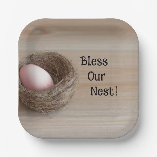 Zegen ons nest, nestfeest papieren bordje (Voorkant)