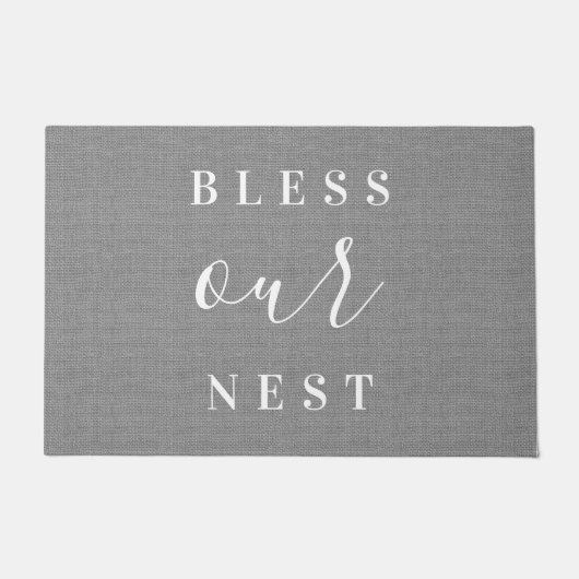 Zegen ons nest rustiek grijs deurmat (Voorkant)