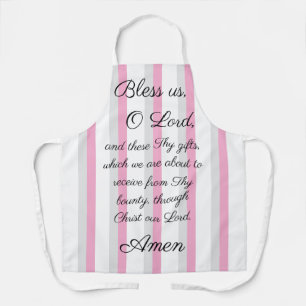 Zegen ons O Lord Roze Grijs Print Schort